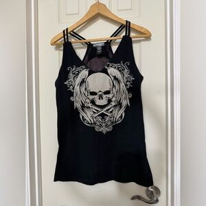 Los Angeles XL Black Diamond Skull Graphic Women's Top